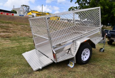2. Aluminium Tilt Trailer with Ramp and Fitted Cage