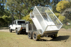 23. 2400 x 1500 Aluminium Tandem Hydraulic Tipper Box Trailer with Grill Mesh Cages
